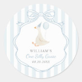 Ein Alberner Gänseblauer Bogen zum ersten Geburtst Runder Aufkleber (Vorderseite)