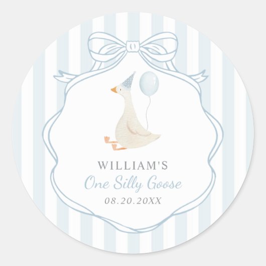 Ein Alberner Gänseblauer Bogen zum ersten Geburtst Runder Aufkleber (Vorderseite)