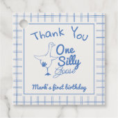 Ein Alberner Gänseblauer Handgezogener 1. Junge Ge Geschenkanhänger (Vorderseite)