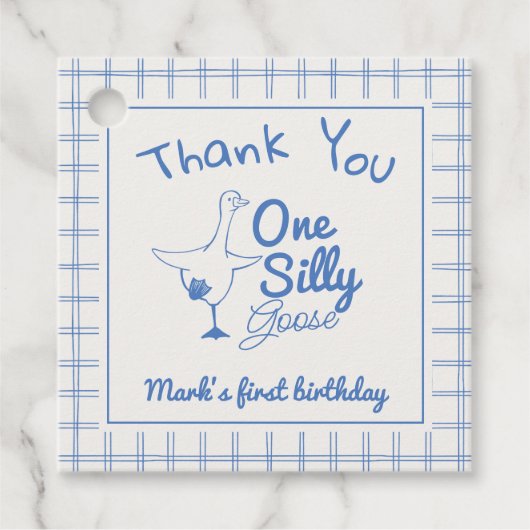 Ein Alberner Gänseblauer Handgezogener 1. Junge Ge Geschenkanhänger (Vorderseite)