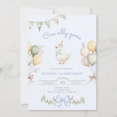 Ein Alberner Gänseblauer Junge 1. Geburtstag Einladung (Vorderseite)