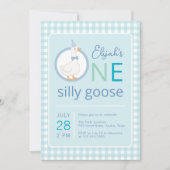 Ein Alberner Gänseblauer Party-Hut-Junge zum erste Einladung (Vorderseite)