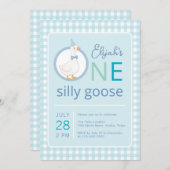 Ein Alberner Gänseblauer Party-Hut-Junge zum erste Einladung (Vorne/Hinten)