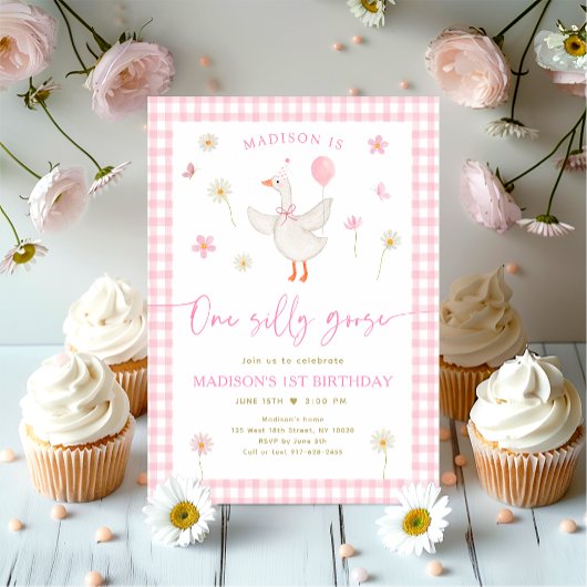 Ein Alberner Gänsefrühling Rosa Daisy Erster Gebur Einladung