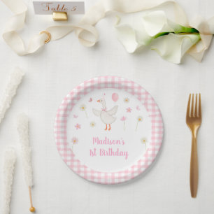 Ein Alberner Gänsefrühling Rosa Daisy Erster Gebur Pappteller