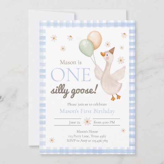 Ein Alberner Gänsefrühlingshof Party Erstgeburt Einladung (Vorderseite)