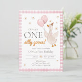 Ein Alberner Gänsefrühlingshof Party Erstgeburt Einladung (Stehend Vorderseite)