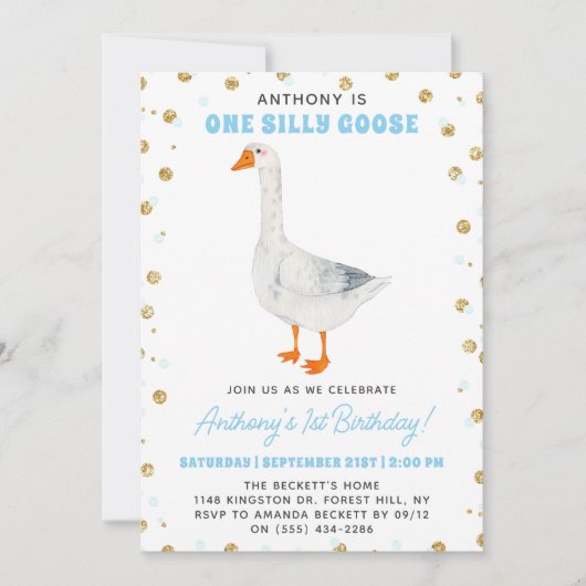 Ein Alberner Gänsehund 1. Geburtstag Einladung (Vorderseite)