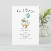 Ein Alberner Gänsejunge 1. Geburtstag Einladung (Stehend Vorderseite)