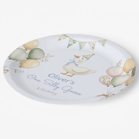 Ein Alberner Gänsejunge 1. Geburtstag Pappteller (Schrägansicht)