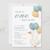 Ein Alberner Gänsejunge 1. Geburtstag Party Einladung (Vorderseite)