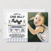 Ein Alberner Gänsejunge 1. Geburtstag Party Foto Einladung (Vorderseite)