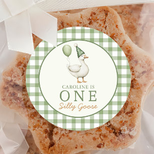 Ein Alberner Gänsejunge 1. Geburtstagsaufkleber Runder Aufkleber