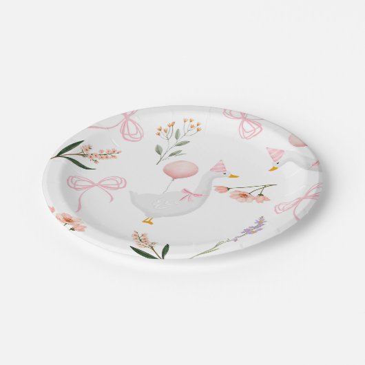 Ein alberner Gänsepapier-Teller Gänsepäckchen 1. G Pappteller (Schrägansicht)