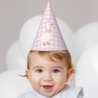 Ein Alberner Gänsepink Gingham Girl Partyhütchen