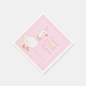 Ein Alberner Gänsepink-Girl-Erstgeburtstag-Party-H Serviette (Ecke)