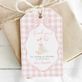 Ein Alberner Gänserosa-Bogen zum ersten Geburtstag Geschenkanhänger