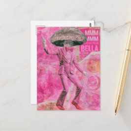 Ein alberner rosa Retro tanzender Bella Pilz Postkarte