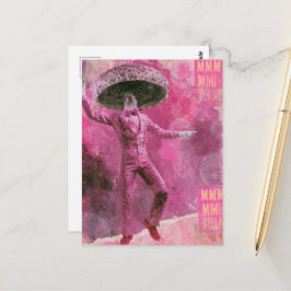 Ein alberner rosa Retro-tanzender Pilz Postkarte