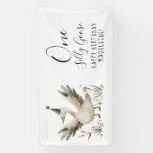 Ein Albernes Gänse 1. Geburtstag Niedliches Aquare Banner (Vertikal)