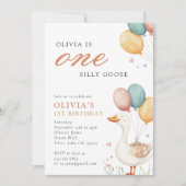 Ein Albernes Gänse 1. Geburtstag Party Einladung (Vorderseite)