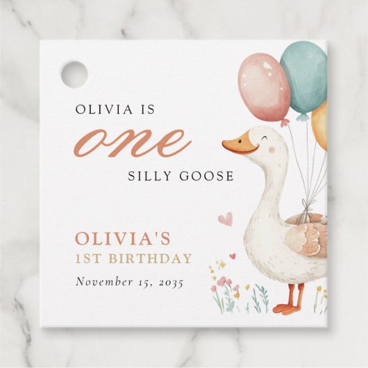 Ein Albernes Gänse 1. Geburtstag Party Geschenkanhänger (Vorderseite)