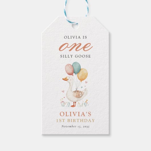 Ein Albernes Gänse 1. Geburtstag Party Geschenkanhänger (Vorderseite)
