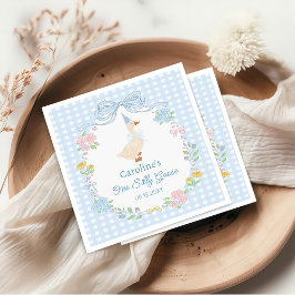 Ein Albernes Gänse Floral Gingham Birthday Napkins Serviette