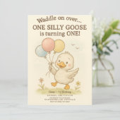 Ein Albernes Gänse Geburtstag - 1. Geburtstag Einladung (Stehend Vorderseite)