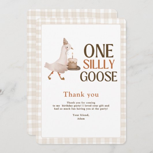 Ein Albernes Gänse Geburtstag, Gänsejunge, 1. Gebu Dankeskarte (Vorne/Hinten)