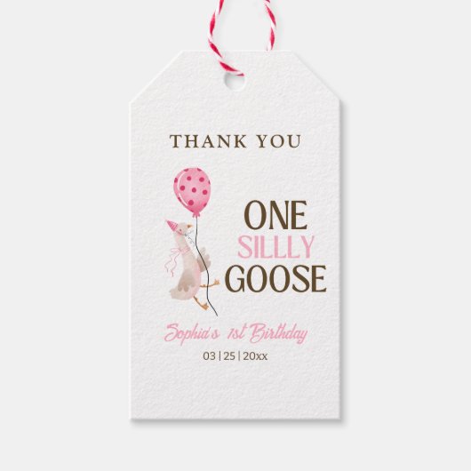 Ein Albernes Gänse Geburtstag, Mädchen 1. Geburtst Geschenkanhänger (Vorderseite)