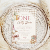 Ein Albernes Gänse Gingham 1. Geburtstag Einladung