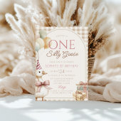 Ein Albernes Gänse Gingham 1. Geburtstag Einladung