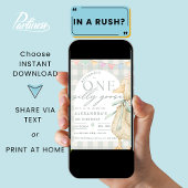 Ein Albernes Gänse Gingham 1. Geburtstag Einladung