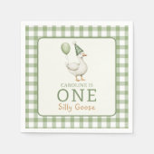 Ein Albernes Gänse Gingham 1. Geburtstag Napkins Serviette (Vorderseite)