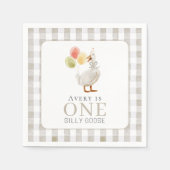 Ein Albernes Gänse Gingham Gingham 1. Geburtstag Serviette (Vorderseite)