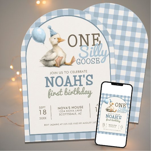 Ein Albernes Gänse Maßgeschneidertes Blau 1. Gebur Einladung