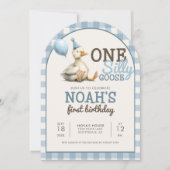 Ein Albernes Gänse Maßgeschneidertes Blau 1. Gebur Einladung (Vorderseite)
