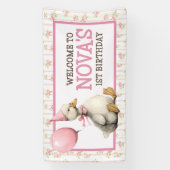 Ein Albernes Gänse Personalisiert Rosa 1. Geburtst Banner (Vertikal)