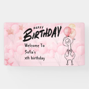 Ein Albernes Gänse Personalisiert Rosa 1. Geburtst Banner