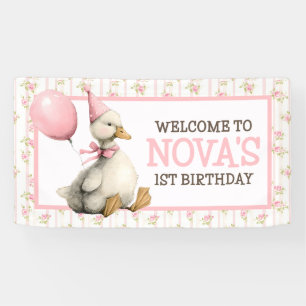 Ein Albernes Gänse Personalisiert Rosa 1. Geburtst Banner