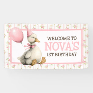 Ein Albernes Gänse Personalisiert Rosa 1. Geburtst Banner