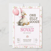 Ein Albernes Gänse Personalisiert Rosa 1. Geburtst Einladung (Vorderseite)