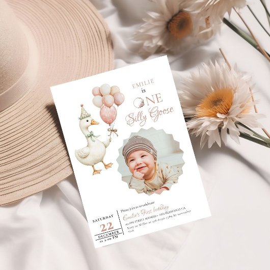 Ein Albernes Gänsebaby 1. Geburtstag Einladung