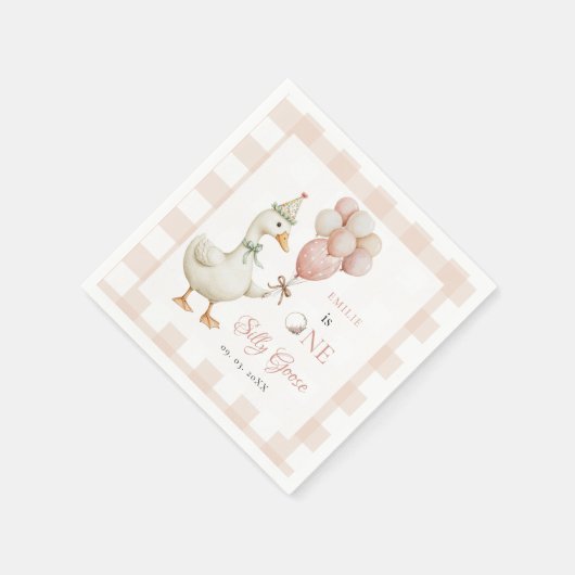 Ein Albernes Gänsebaby 1. Geburtstag Serviette (Ecke)