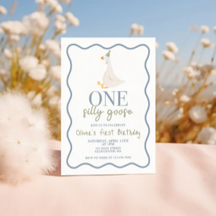 Ein Albernes Gänseblau und grün Einladung