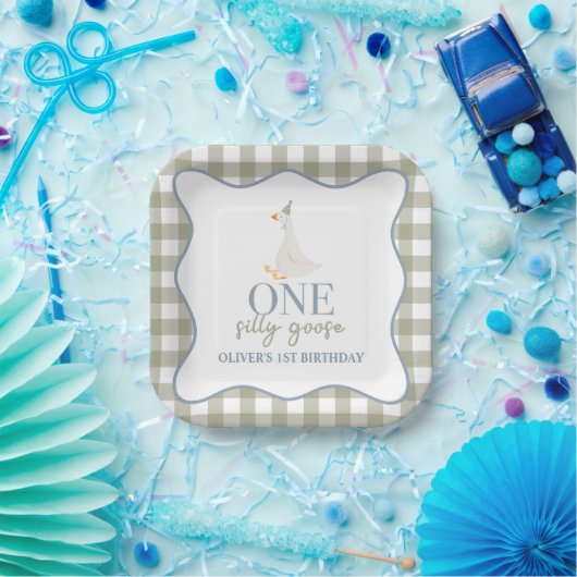 Ein Albernes Gänseblau und grün Pappteller (Party)