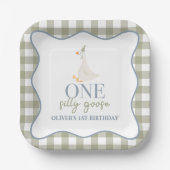 Ein Albernes Gänseblau und grün Pappteller (Vorderseite)