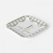 Ein Albernes Gänseblau und grün Pappteller (Gewinkelt)