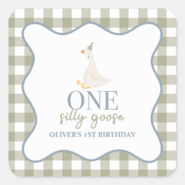 Ein Albernes Gänseblau und grün Quadratischer Aufkleber